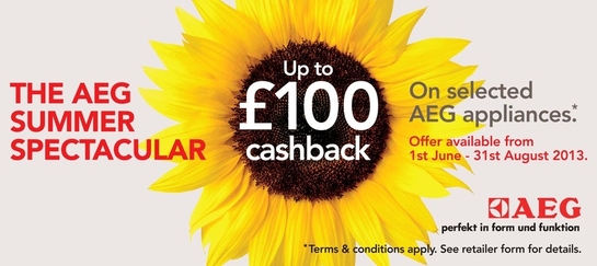 AEG Appliances Summer Cashback Promotion - Up To £100!
