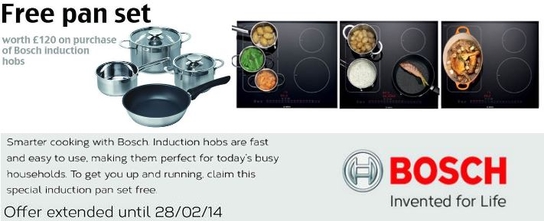 Bosch Induction Hobs Promotion - Free Designer Saucepan Set!