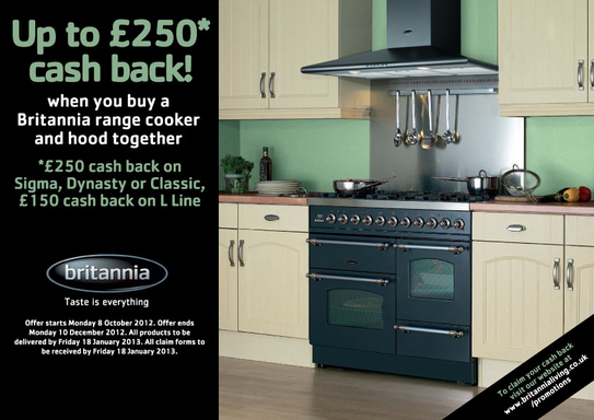 Britannia Range Cookers Promotion - Up To £250 Cashback!