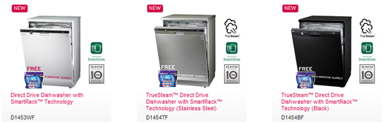 LG Direct Drive Dishwashers and TrueSteam Dishwashers