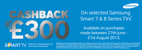 Samsung Smart TVs Cashback Promotion - Series 7 & 8