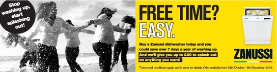 Zanussi Dishwasher Promotion - Up To £50 Cashback!