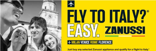 Zanussi Promotion - Free Flights To Italy