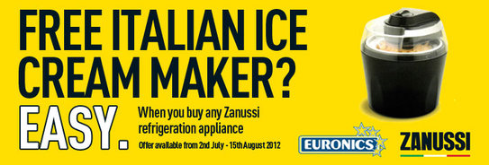 Zanussi Refirgerator Promotion - Free Italian Ice Cream Maker
