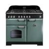 Rangemaster CDL100DFFMGC - 100cm Classic Deluxe Dual Fuel Mineral Green Chrome Range Cooker 127410