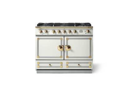 La Cornue CornuFé 110cm Dual Fuel Polished Brass Pure White