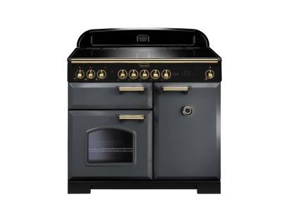 Rangemaster CDL100EISLB - 100cm Classic Deluxe Electric Induction Slate Brass Range Cooker 124220