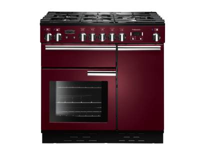 Rangemaster PROP90DFFCYC - 90cm Professional + Dual Fuel Cranberry Chrome Range Cooker 91640